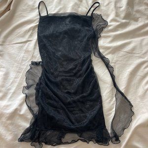 Shop Cider Cowl Neck Ruffle Hem Mini Dress